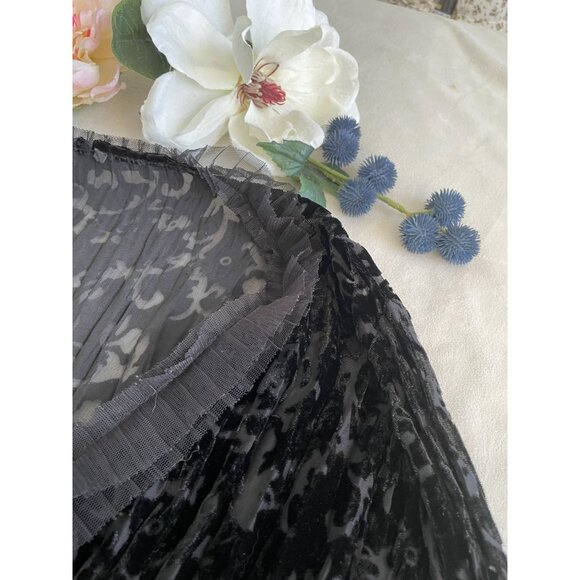 Crushed burnt Velvet Cardigan Whimsigoth Sheer Ruffle Trim & Button Front Size L - Picture 9 of 11